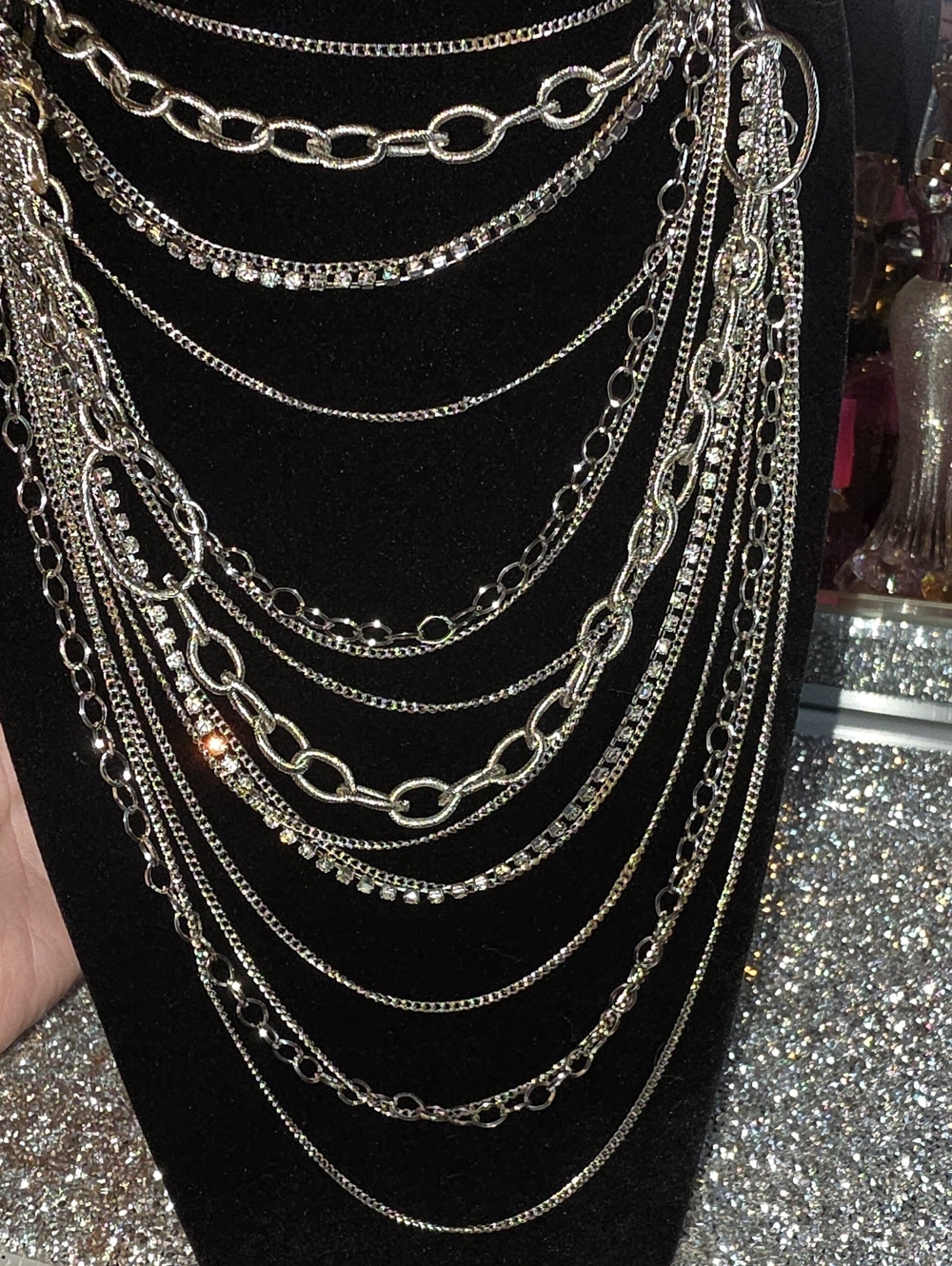 Silver Multi-Layer Chain Necklace - Women's Jewelry